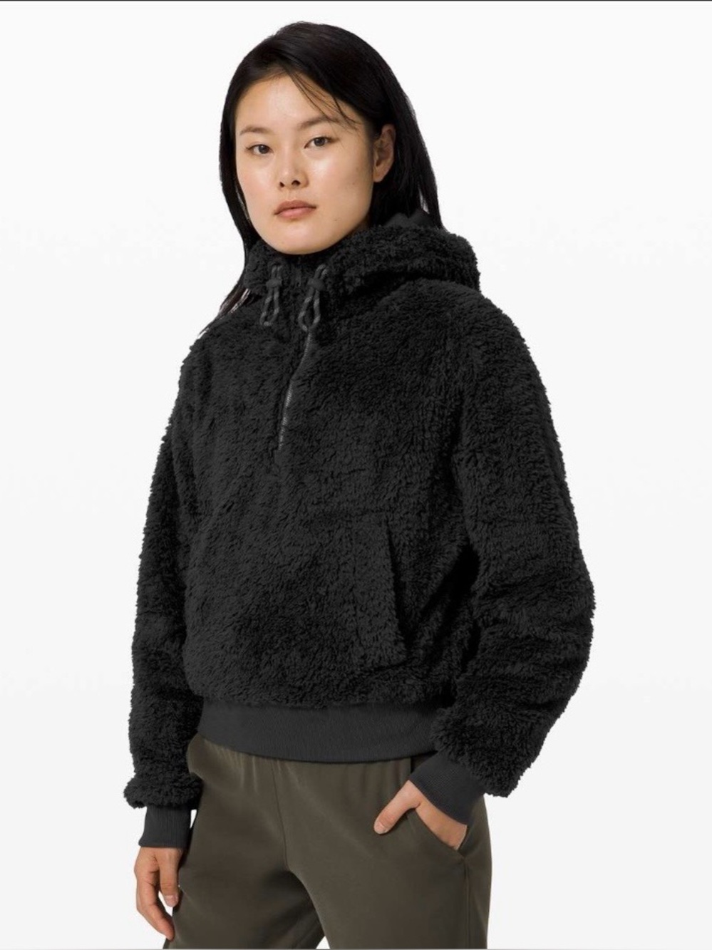 Lululemon Oh So Sherpa Half Zip Sweatshirt black minimalist cozy cabin outdoor 6